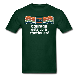 XZAKA - Men "Courage Gets Up & Continues" Tagless T-Shirt - Hanes - BLK - forest green
