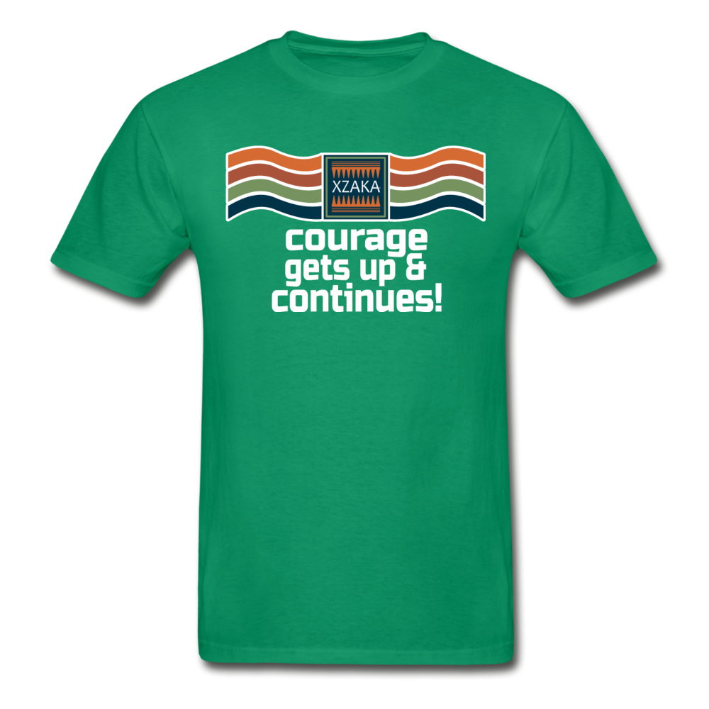 XZAKA - Men "Courage Gets Up & Continues" Tagless T-Shirt - Hanes - BLK - kelly green