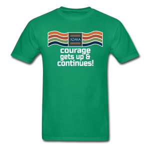 XZAKA - Men "Courage Gets Up & Continues" Tagless T-Shirt - Hanes - BLK - kelly green