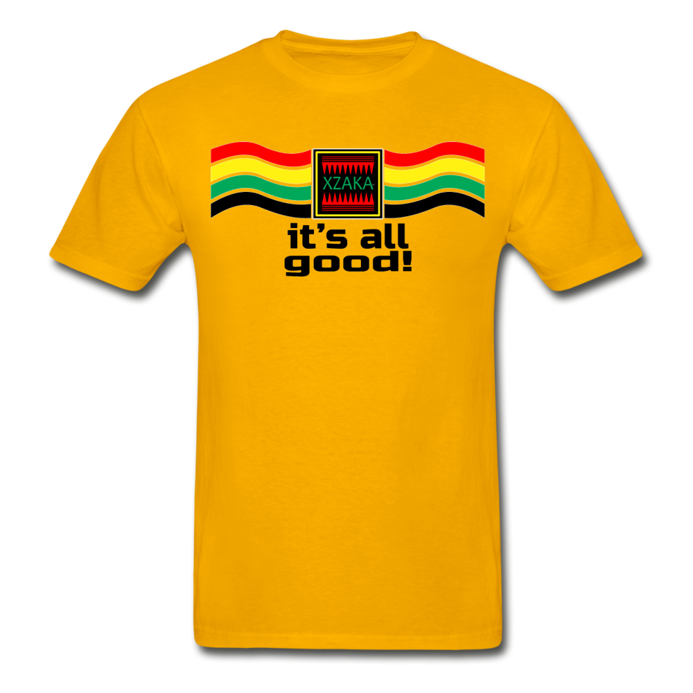 XZAKA - Men "It's All Good" Tagless T-Shirt - Hanes - WHT - gold