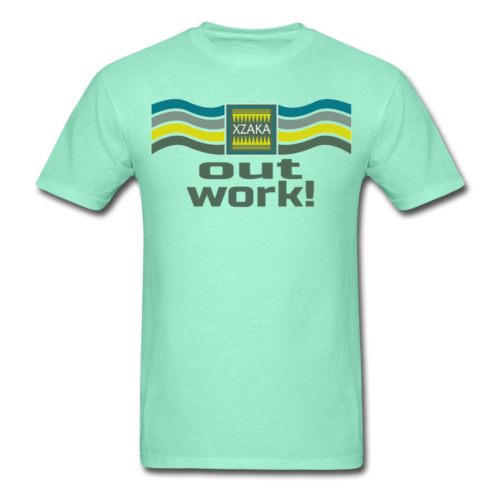 XZAKA - Men "Out Work" Tagless T-Shirt - Hanes - WHT - deep mint