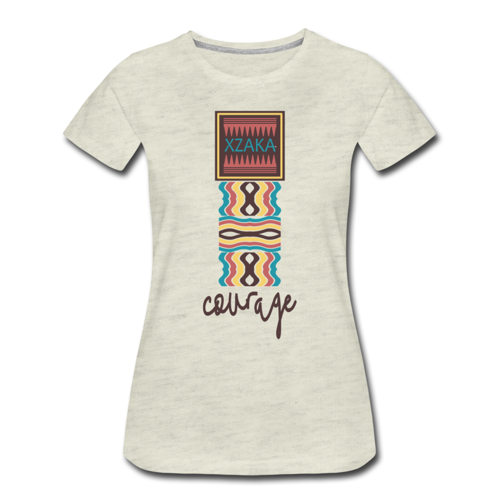 XZAKA - Women "COURAGE" Short Sleeve T-Shirt - heather oatmeal