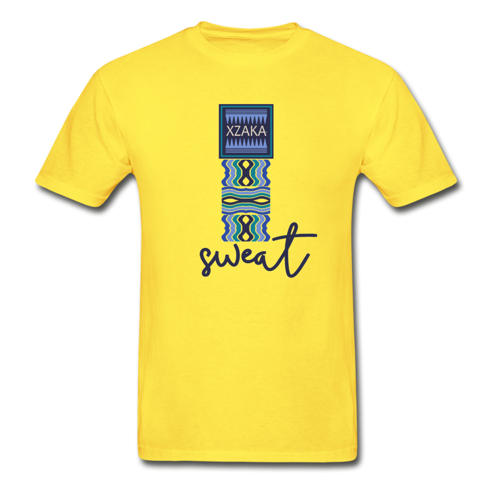 XZAKA - Men "SWEAT"  Tagless T-Shirt - Hanes - WHT - yellow