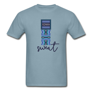 XZAKA - Men "SWEAT"  Tagless T-Shirt - Hanes - WHT - stonewash blue