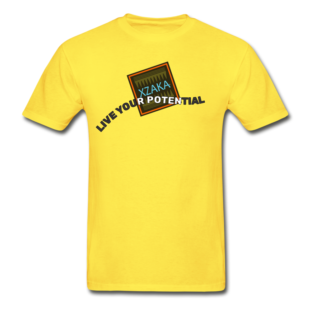 XZAKA - Men "LIVE YOUR POTENTIAL" Short Sleeve T-Shirt -Tagless - yellow