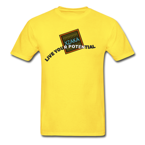 XZAKA - Men "LIVE YOUR POTENTIAL" Short Sleeve T-Shirt -Tagless - yellow