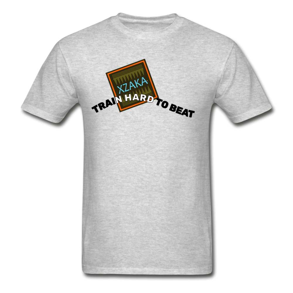 XZAKA - Men "Train Hard To Beat" Short Sleeve T-Shirt -Tagless - heather gray