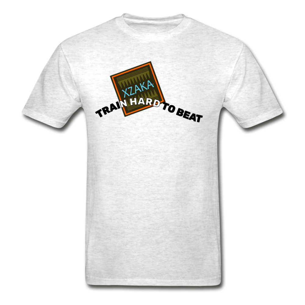 XZAKA - Men "Train Hard To Beat" Short Sleeve T-Shirt -Tagless - light heather gray