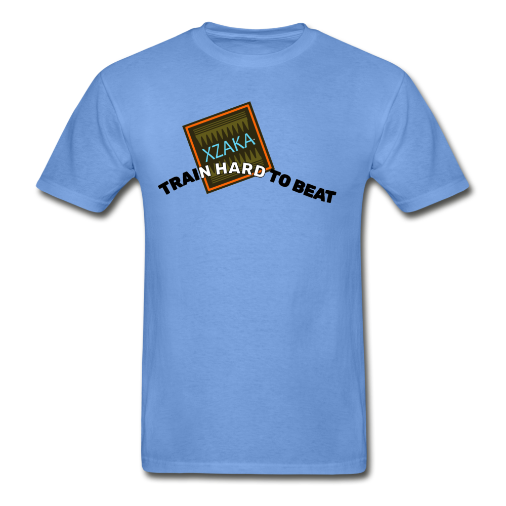 XZAKA - Men "Train Hard To Beat" Short Sleeve T-Shirt -Tagless - carolina blue