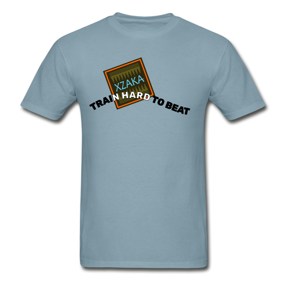 XZAKA - Men "Train Hard To Beat" Short Sleeve T-Shirt -Tagless - stonewash blue