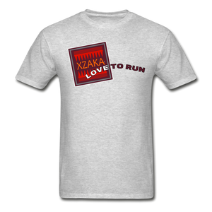 XZAKA - Men "LOVE TO RUN" Short Sleeve T-Shirt -Tagless - heather gray