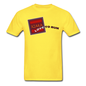 XZAKA - Men "LOVE TO RUN" Short Sleeve T-Shirt -Tagless - yellow