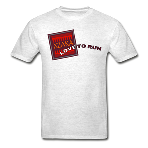 XZAKA - Men "LOVE TO RUN" Short Sleeve T-Shirt -Tagless - light heather gray