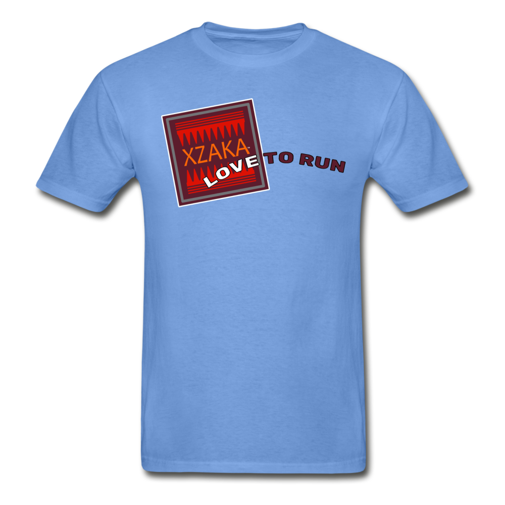 XZAKA - Men "LOVE TO RUN" Short Sleeve T-Shirt -Tagless - carolina blue