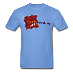 XZAKA - Men "LOVE TO RUN" Short Sleeve T-Shirt -Tagless - carolina blue
