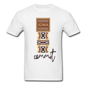 XZAKA - Men "COMMIT" Short Sleeve T-Shirt -Tagless - white