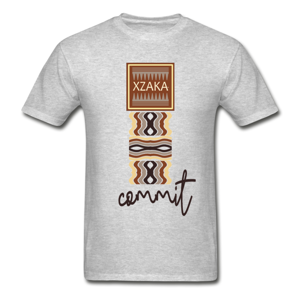 XZAKA - Men "COMMIT" Short Sleeve T-Shirt -Tagless - heather gray