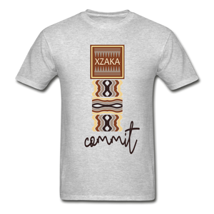 XZAKA - Men "COMMIT" Short Sleeve T-Shirt -Tagless - heather gray