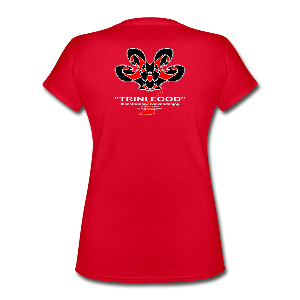 The Trini Spot - Women "Trini Talk" V-Neck T-Shirt - W1651 - red
