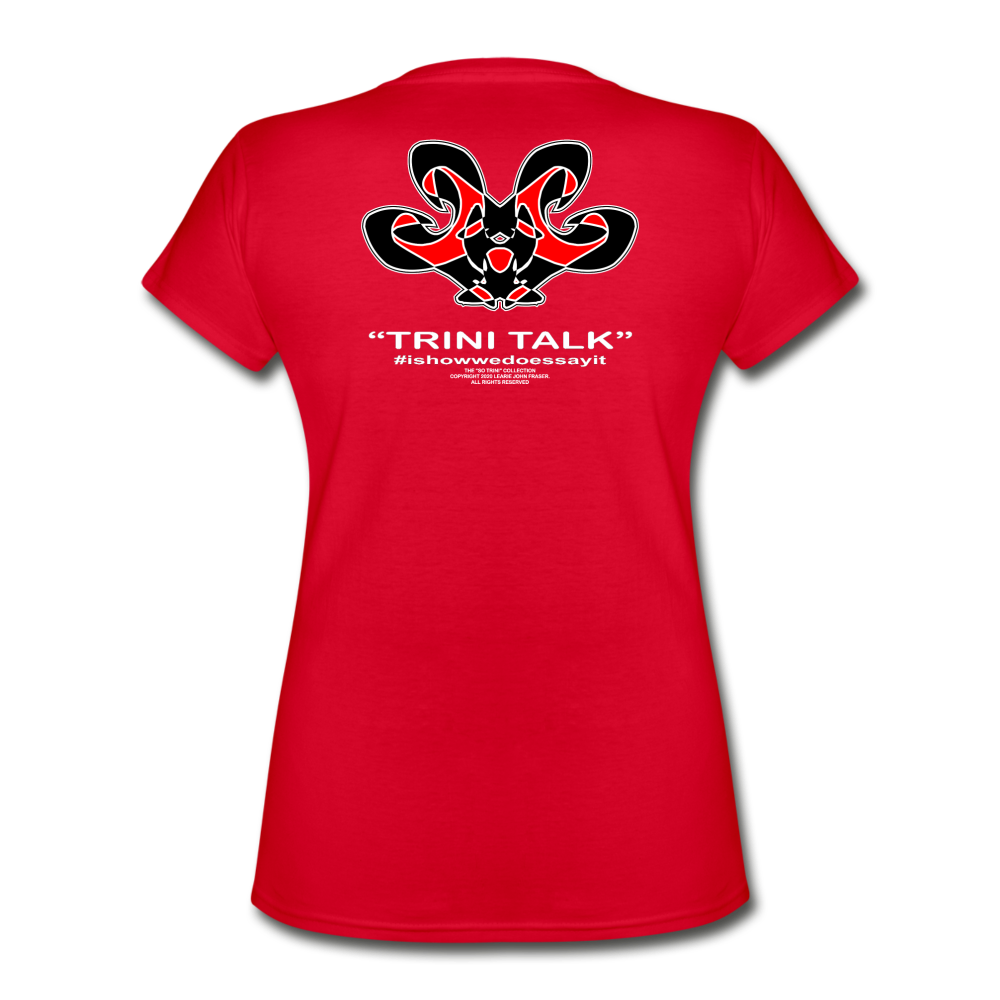 The Trini Spot - Women "Trini Talk" V-Neck T-Shirt - W1655 - red