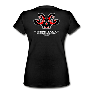 The Trini Spot - Women "Trini Talk" V-Neck T-Shirt - W1655 - black