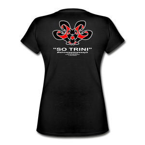 The Trini Spot - Women "Trini Talk" V-Neck T-Shirt - W1659 - black