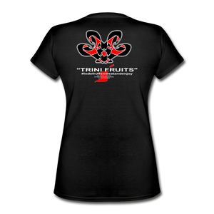 The Trini Spot - Women "Trini Fruits" V-Neck T-Shirt - W1656 - black