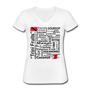 The Trini Spot - Women "Trini Talk" V-Neck T-Shirt - W1657 - white