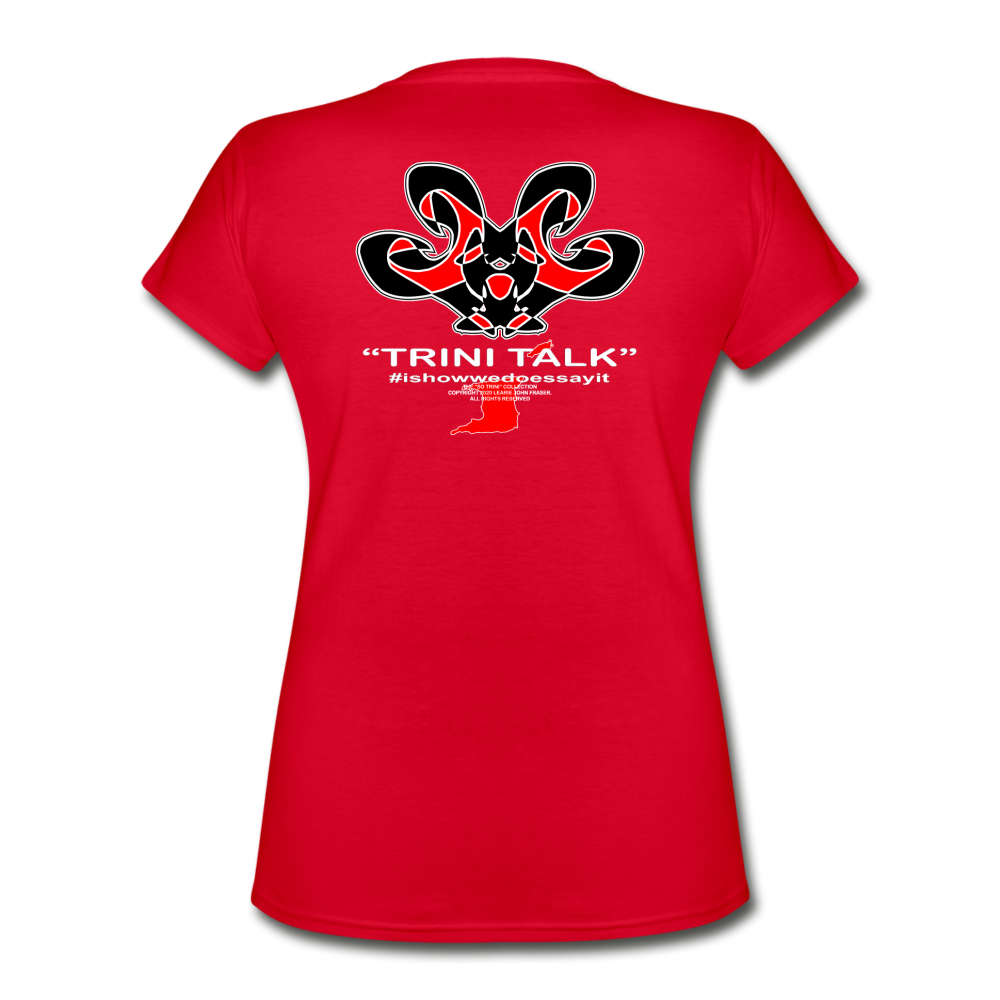 The Trini Spot - Women "Trini Talk" V-Neck T-Shirt - W1660 - red