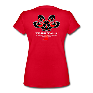 The Trini Spot - Women "Trini Talk" V-Neck T-Shirt - W1660 - red
