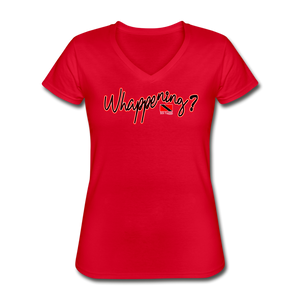 The Trini Spot - Women "Whappening" V-Neck T-Shirt - red