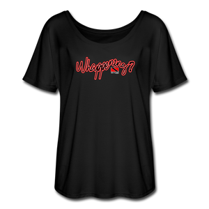 The Trini Spot - Women "Whappening" Flowy T-Shirt - W1668 - black