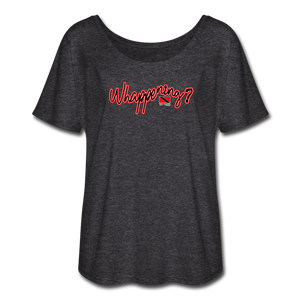 The Trini Spot - Women "Whappening" Flowy T-Shirt - W1668 - charcoal gray