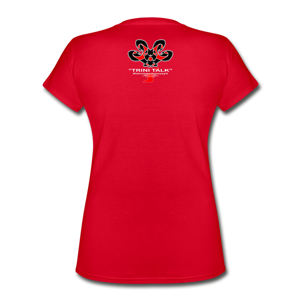 The Trini Spot - Women "DohDoDat" V-Neck T-Shirt - W1673 - red