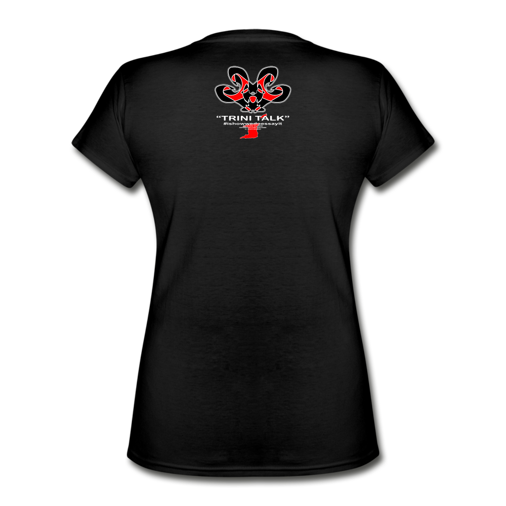 The Trini Spot - Women "DohDoDat" V-Neck T-Shirt - W1673 - black