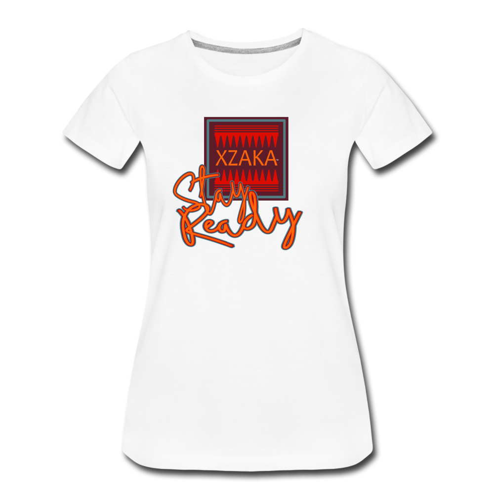 XZAKA Women "Stay Ready" Motivational T-Shirt-2 - white