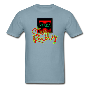 XZAKA - Men "Stay Ready" Motivational T-Shirt - M2406 - stonewash blue