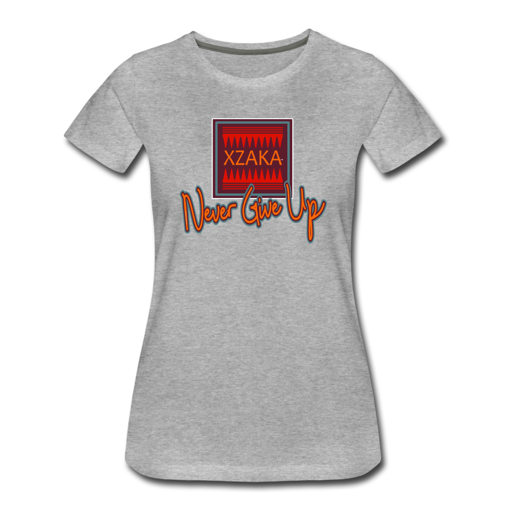 XZAKA - Men "Never Give Up" Motivational T-Shirt - M2408 - heather gray