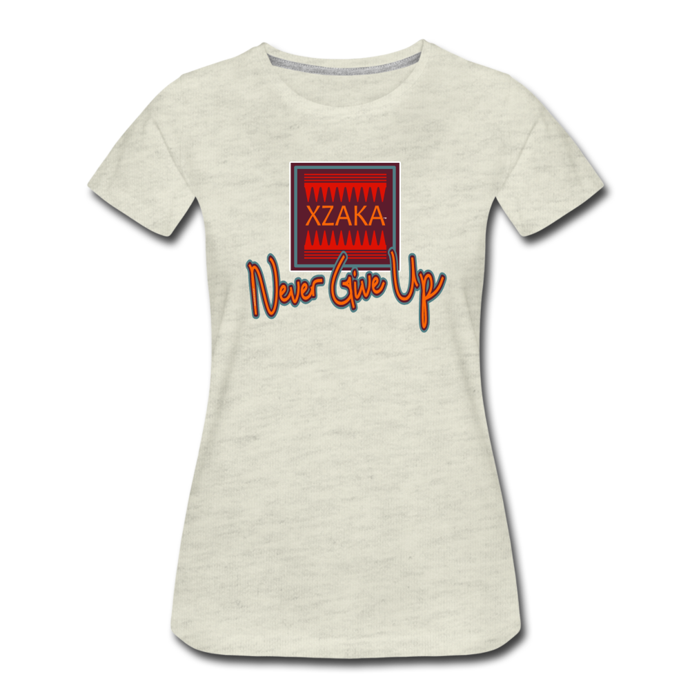 XZAKA - Men "Never Give Up" Motivational T-Shirt - M2408 - heather oatmeal