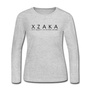 XZAKA - Women "Say It" Long Sleeve T-Shirt -W5030 - gray