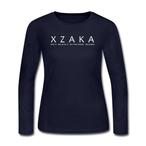 XZAKA - Women "Say It" Long Sleeve T-Shirt - W5031 - navy